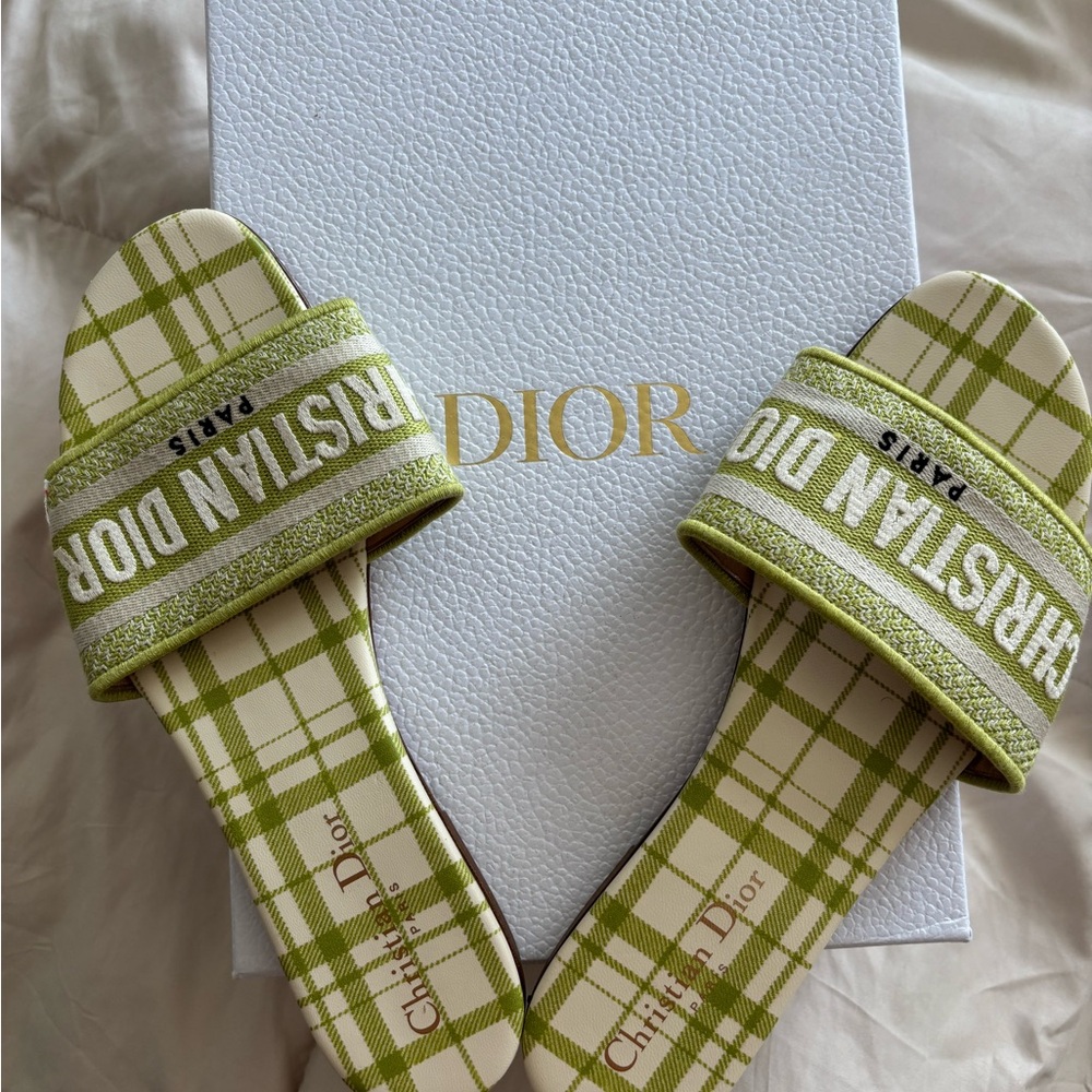 Dior Green Plaid Sandals